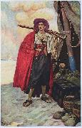 Howard Pyle, The Buccaneer was a Picturesque Fellow: illustration of a pirate, dressed to the nines in piracy attire.